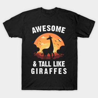 Giraffe Awesome and Tall Like Giraffes Vintage Sunset Theme T-Shirt